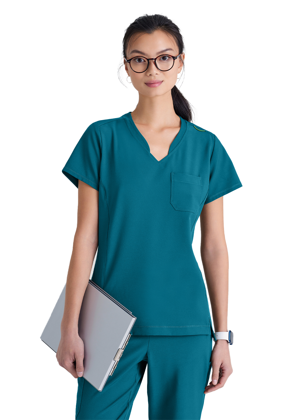Grey's Anatomy Evolve Stretch - Women's One-Pocket Banded V-Neck Sway Scrub Top 39