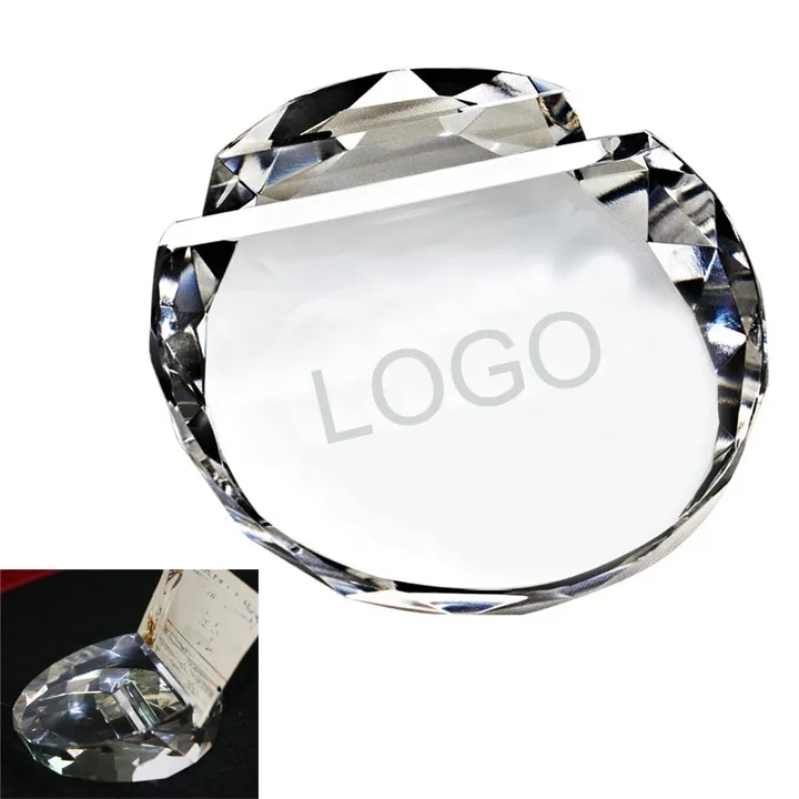Round Crystal Paperweight Card Holder 2