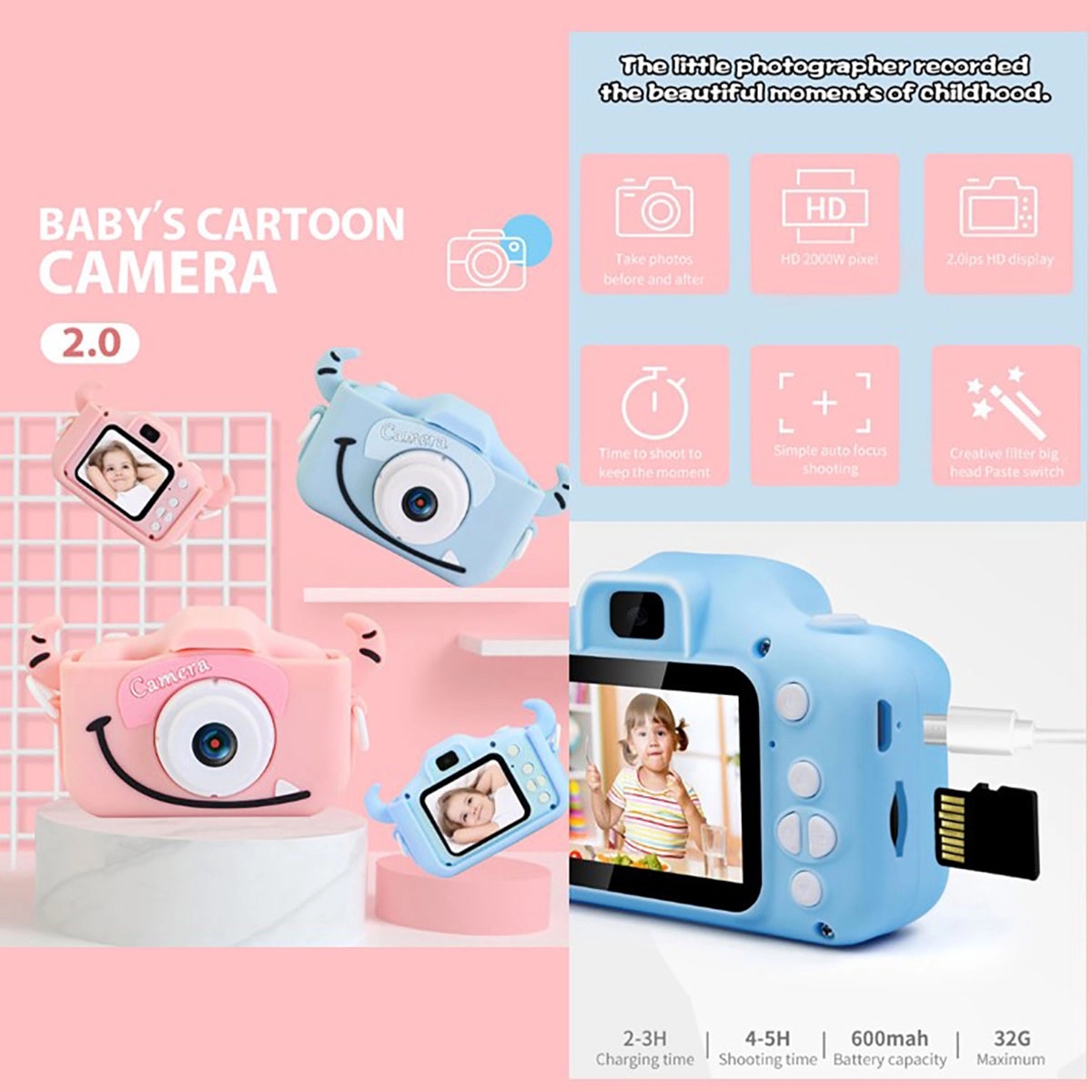 Kids Digital Camera With 1080P Video 3