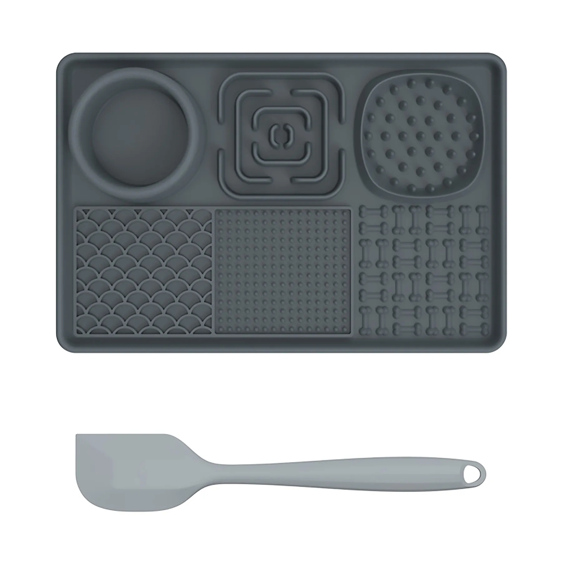 Silicone Rectangular Pet Licking Pad With Scraper 8