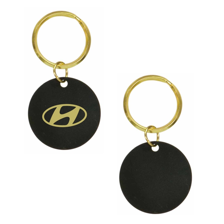 Gold Plated / Black Brass Round Keyring (1.5" Diam.) 1
