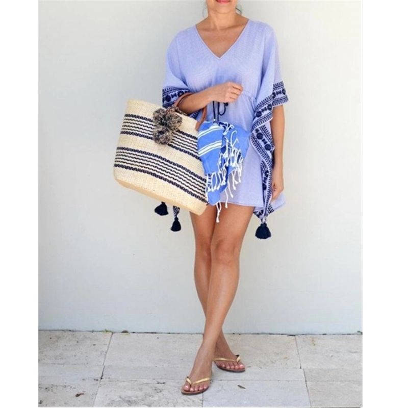 Straw Striped Beach Tote Bag 3
