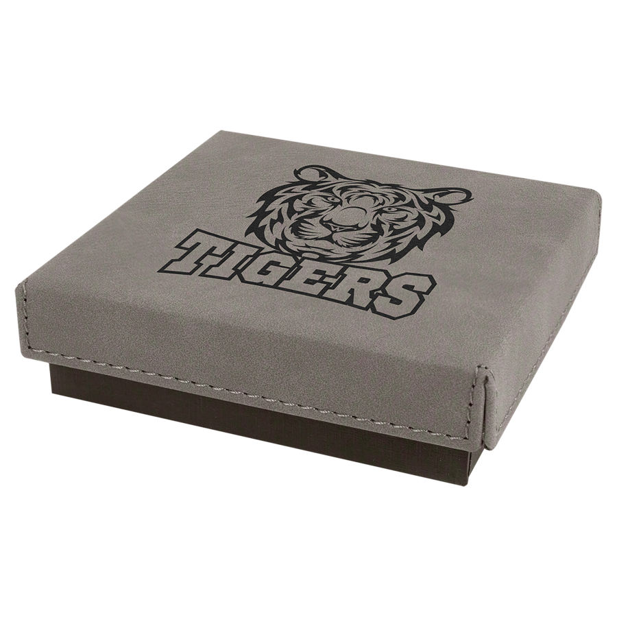 4" x 4" Gray Medal Box with Leatherette Lid 2