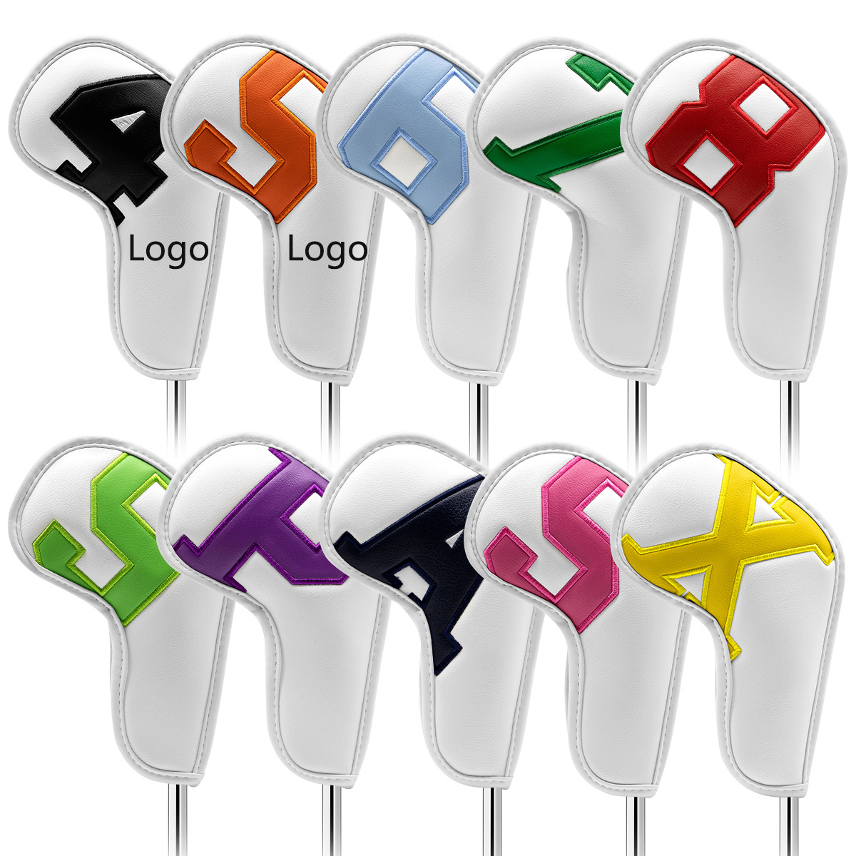 10 PCs Golf Club Cover Colorful Number Embroideried 2