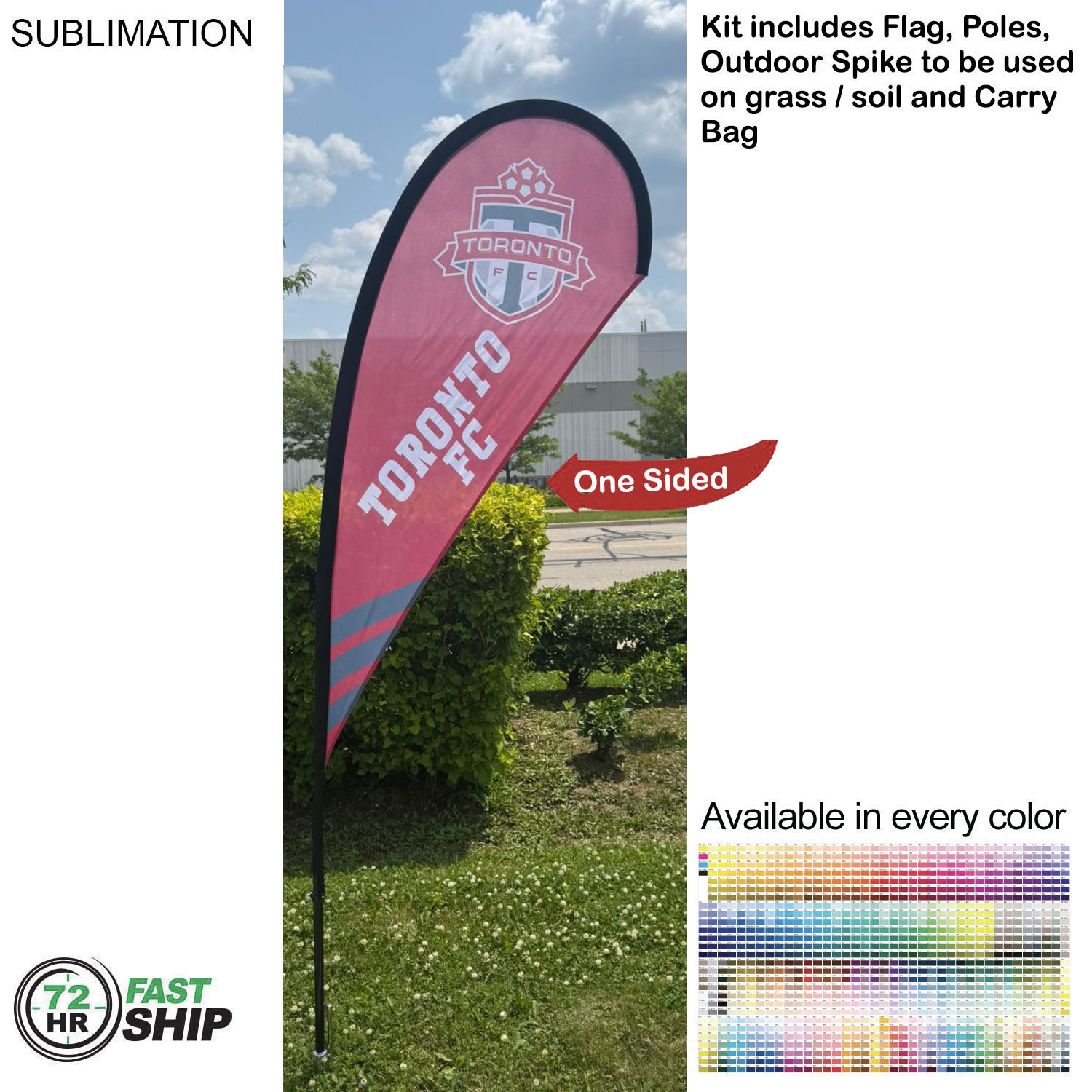 72Hr Fast Ship - 7.5' X-Small Tear Drop Flag Kit, Full Color Graphics One Side 4