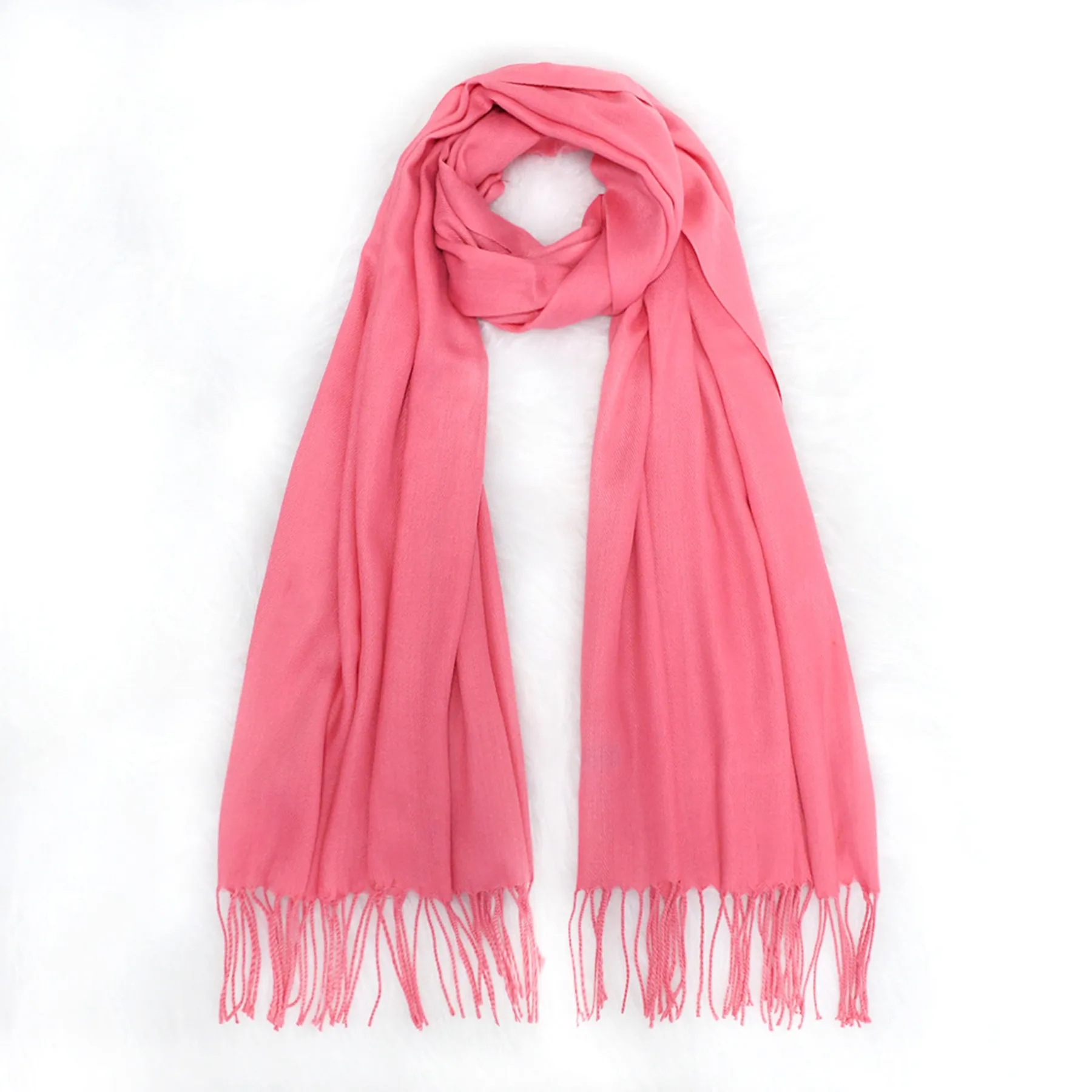 Soft Solid Shawl Wrap Scarf With Fringes MOQ 30PCS 13