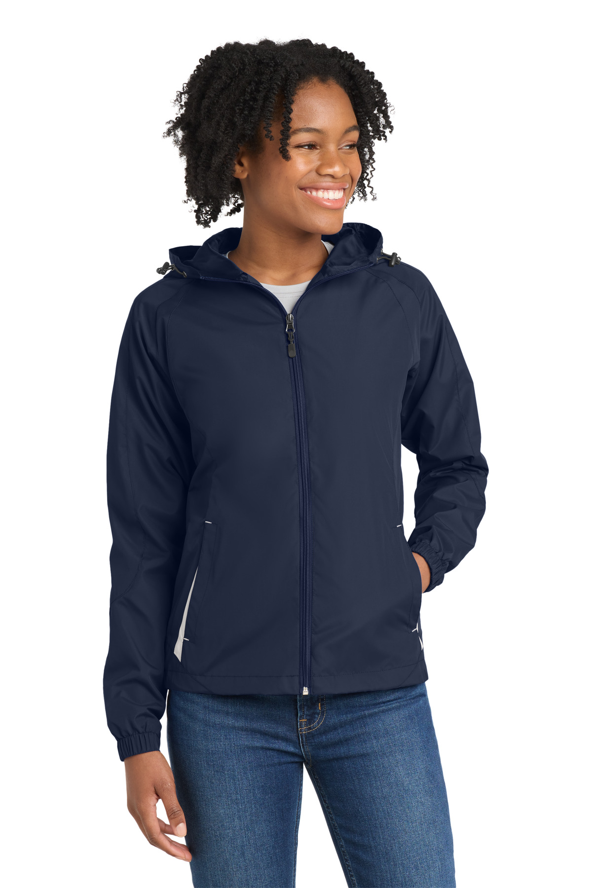 Sport-Tek Women's Colorblock Hooded Raglan Jacket. LST76 67