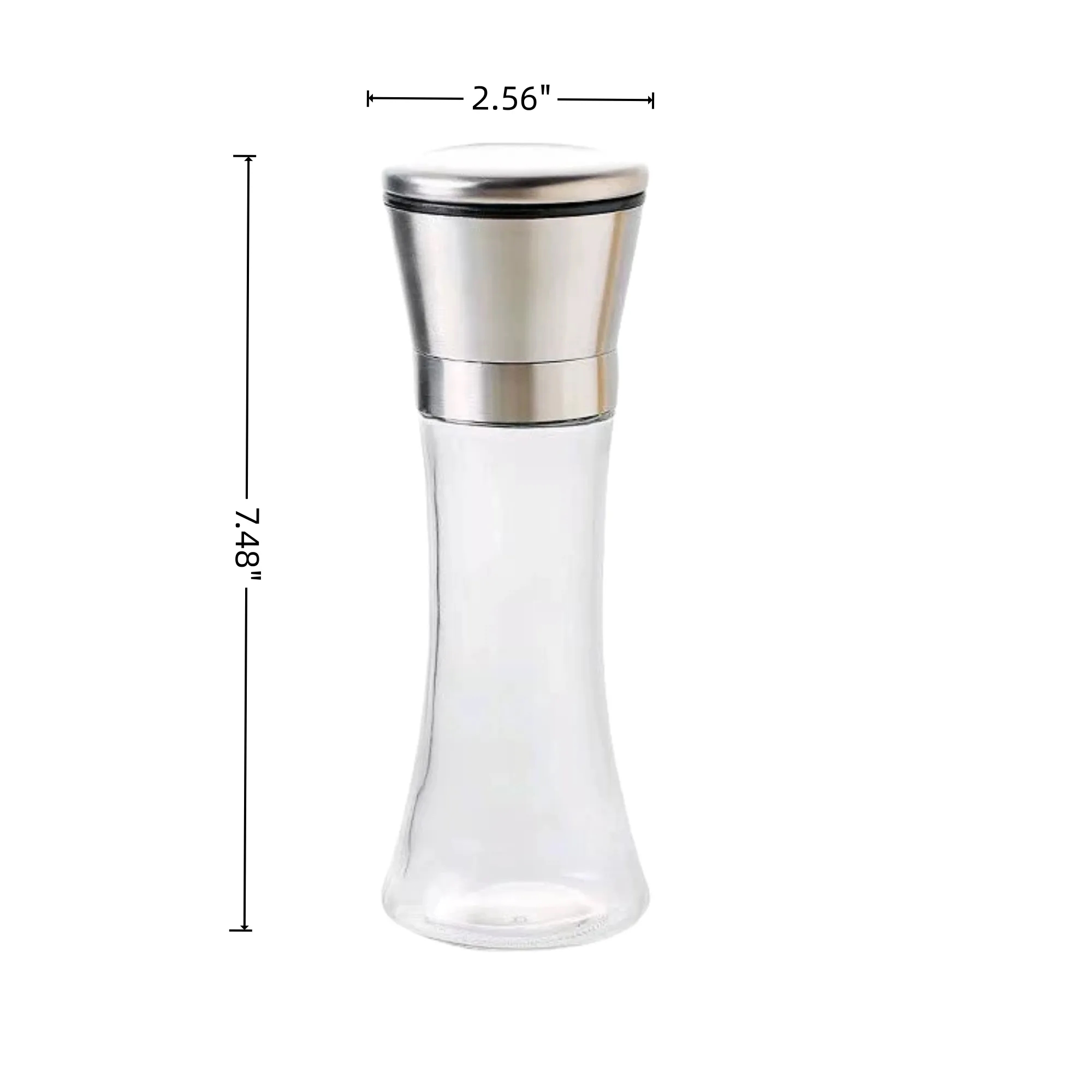 6.5oz Adjustable Salt Pepper Manual Spice Grinder Glass Jar 4