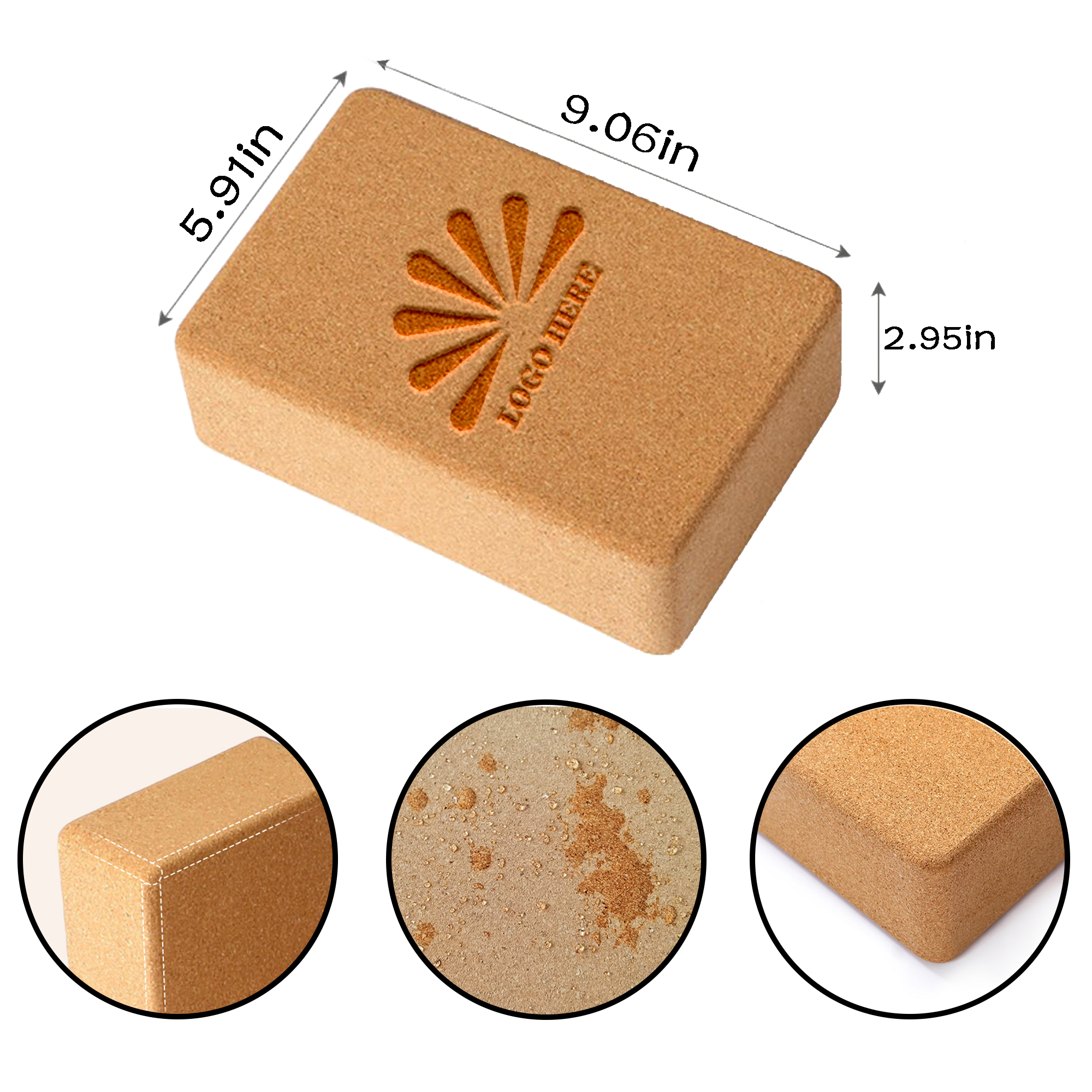 MOQ 20 PCS Natural Cork Yoga Block 3
