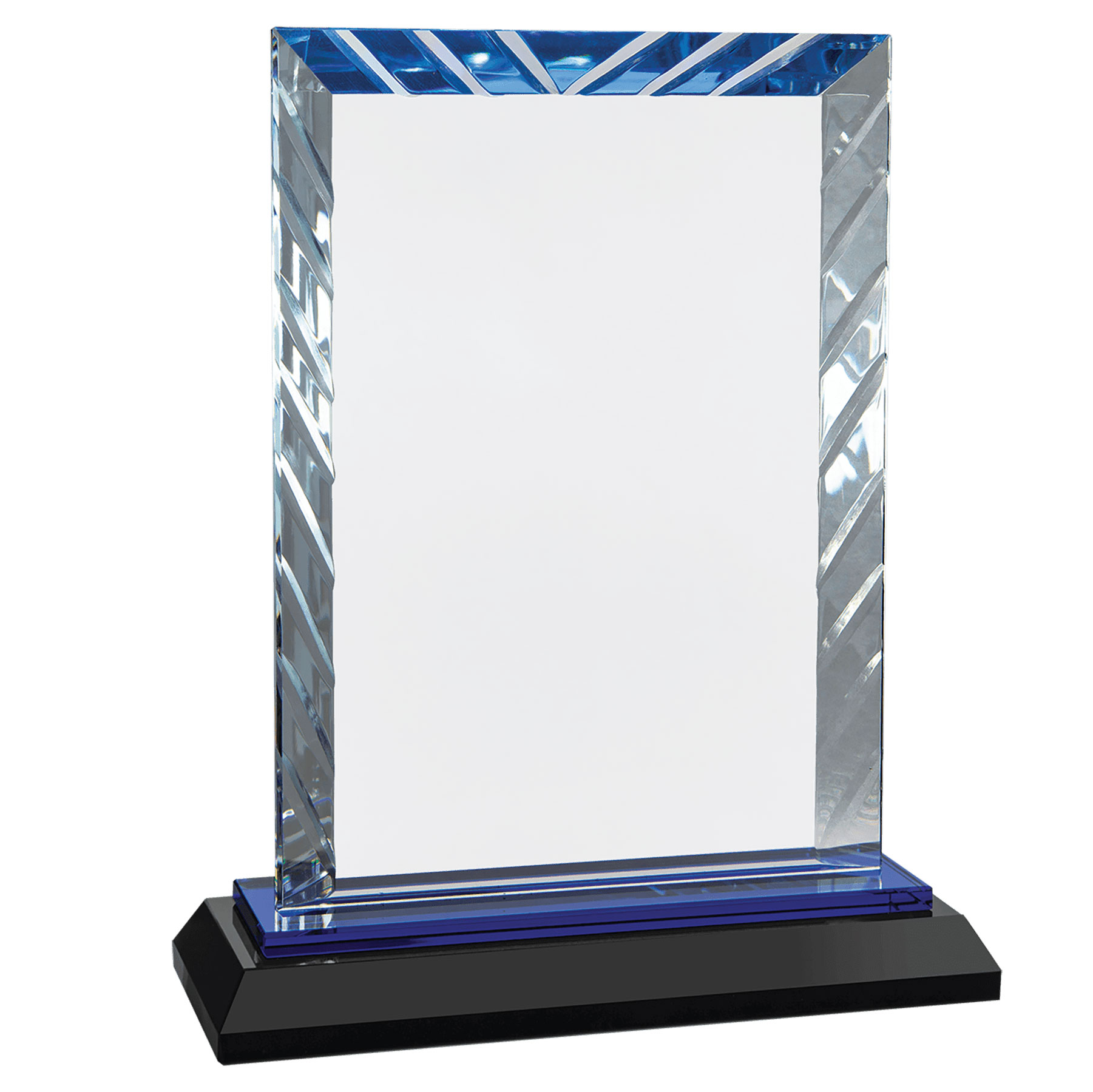 7" Blue Rectangle Accent Glass on Black Base 3