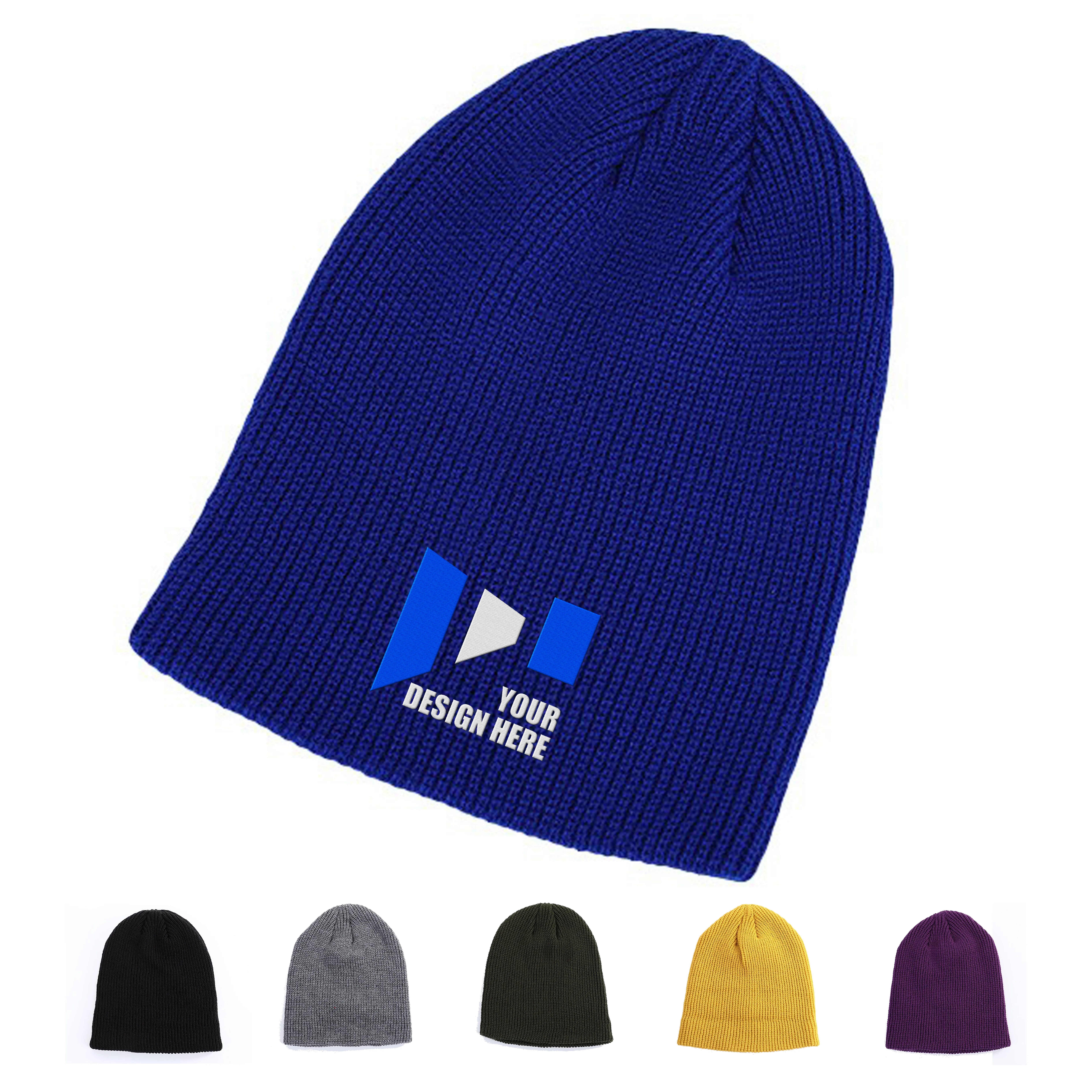 Embroidered Non-cuff Knitted Beanie 2