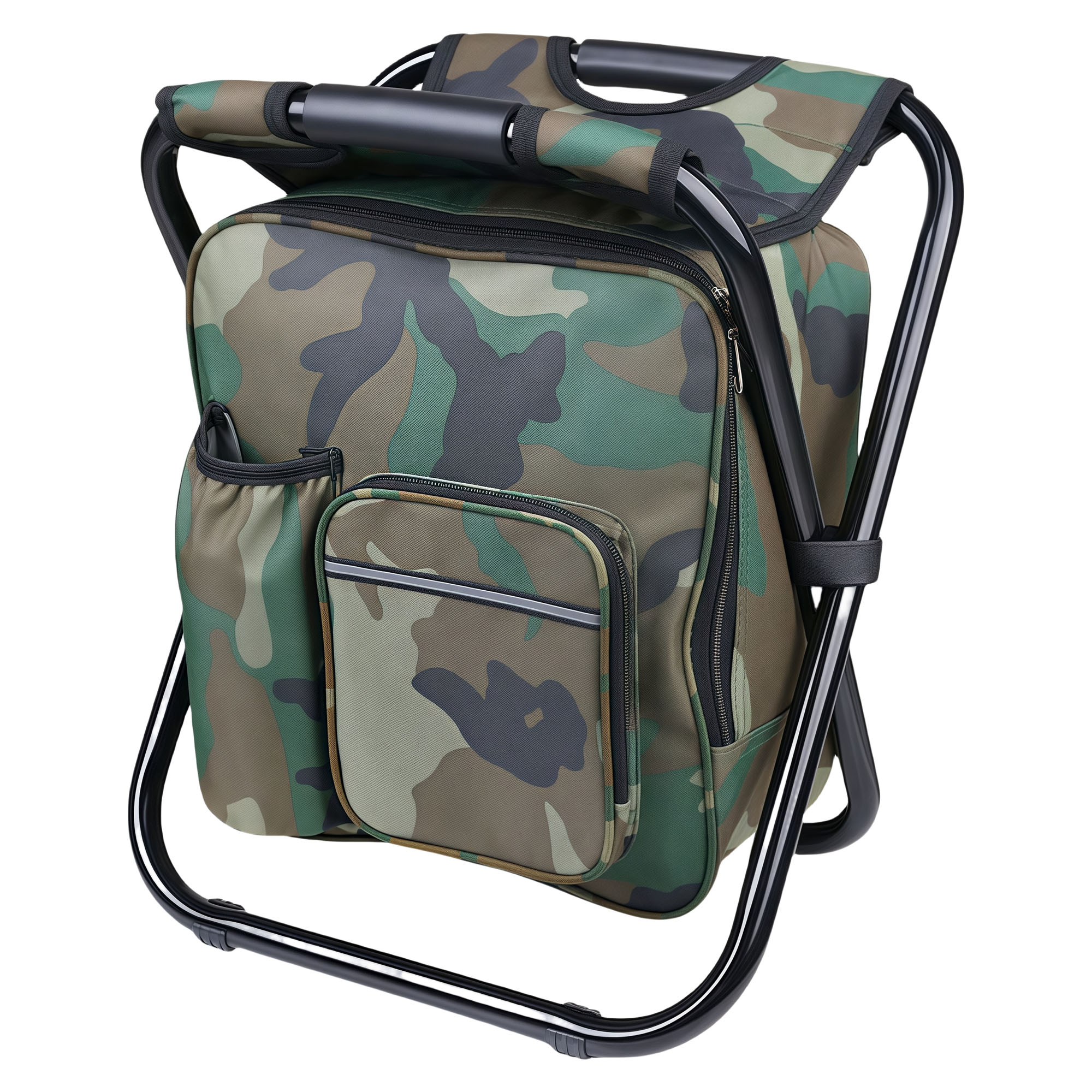 Portable Outdoor Camping Folding Stool with Insulated Cooler Bag, Backpack Design 4