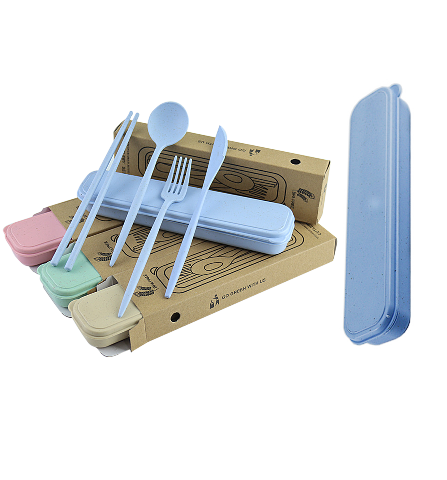 Wheat Straw Creative Tableware Portable Set 3