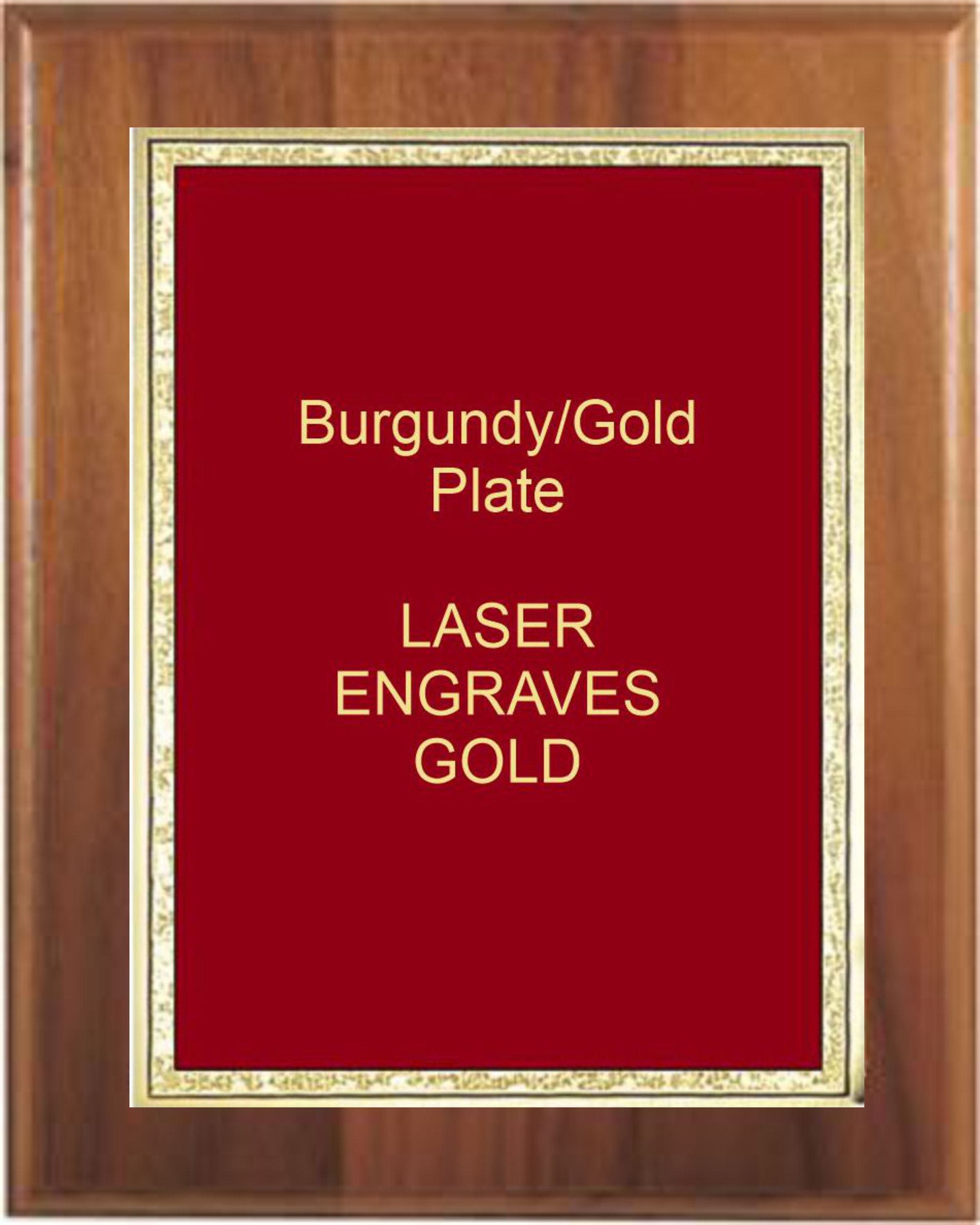 6" x 8" Genuine Walnut Step-Edge Plaque with a Burgundy Florentine Plate. 1