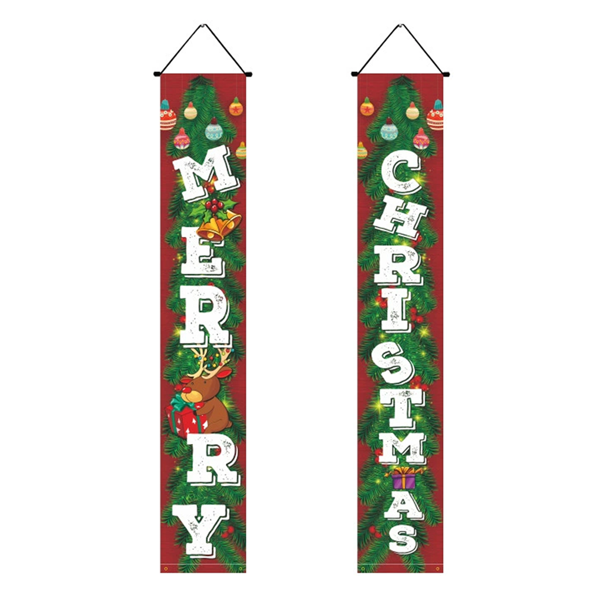 MOQ 50 Christmas Door Banner with Red Plaid Design for Holiday Decor 2