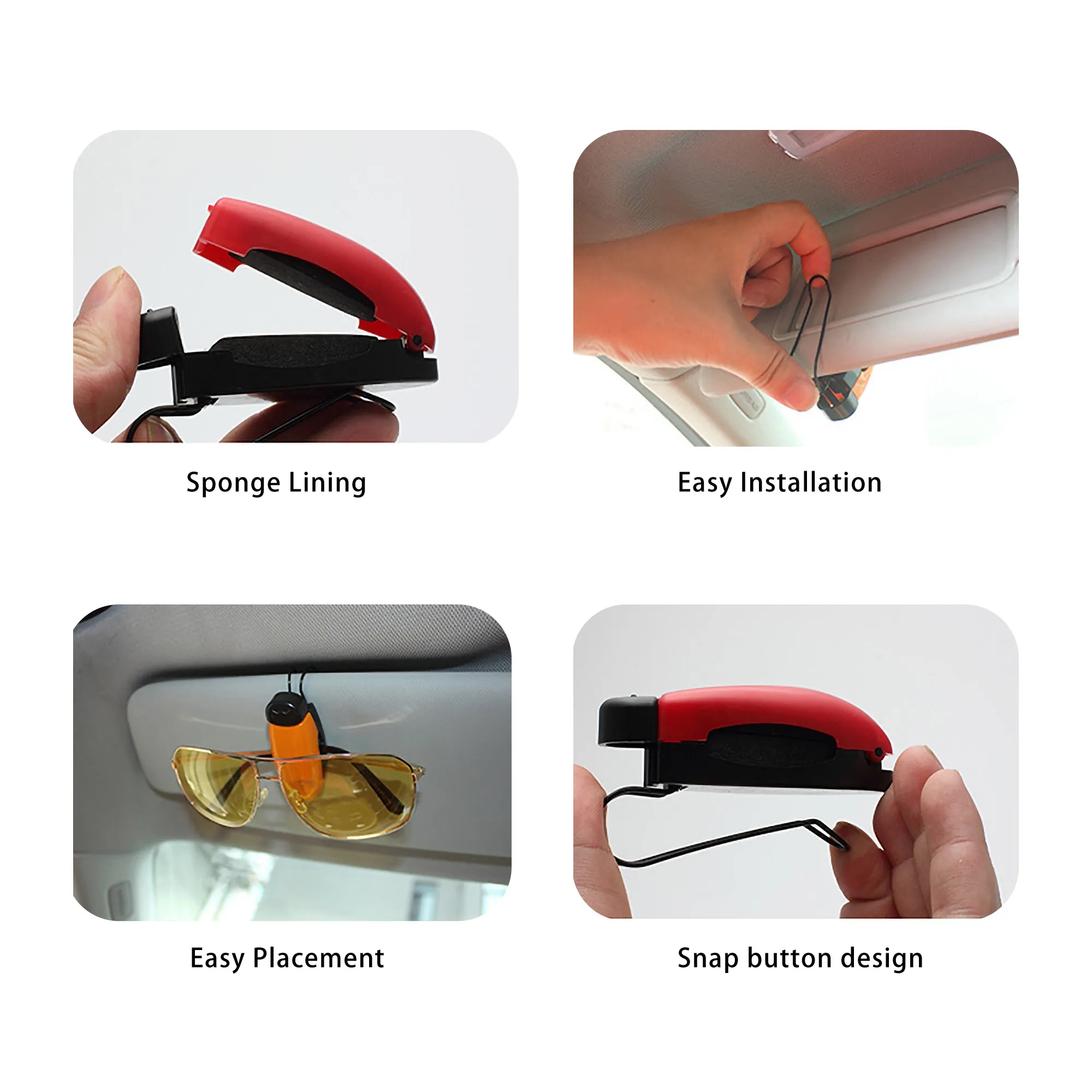 Sun Visor Sunglasses Clip with Sponge Liner Holder 6