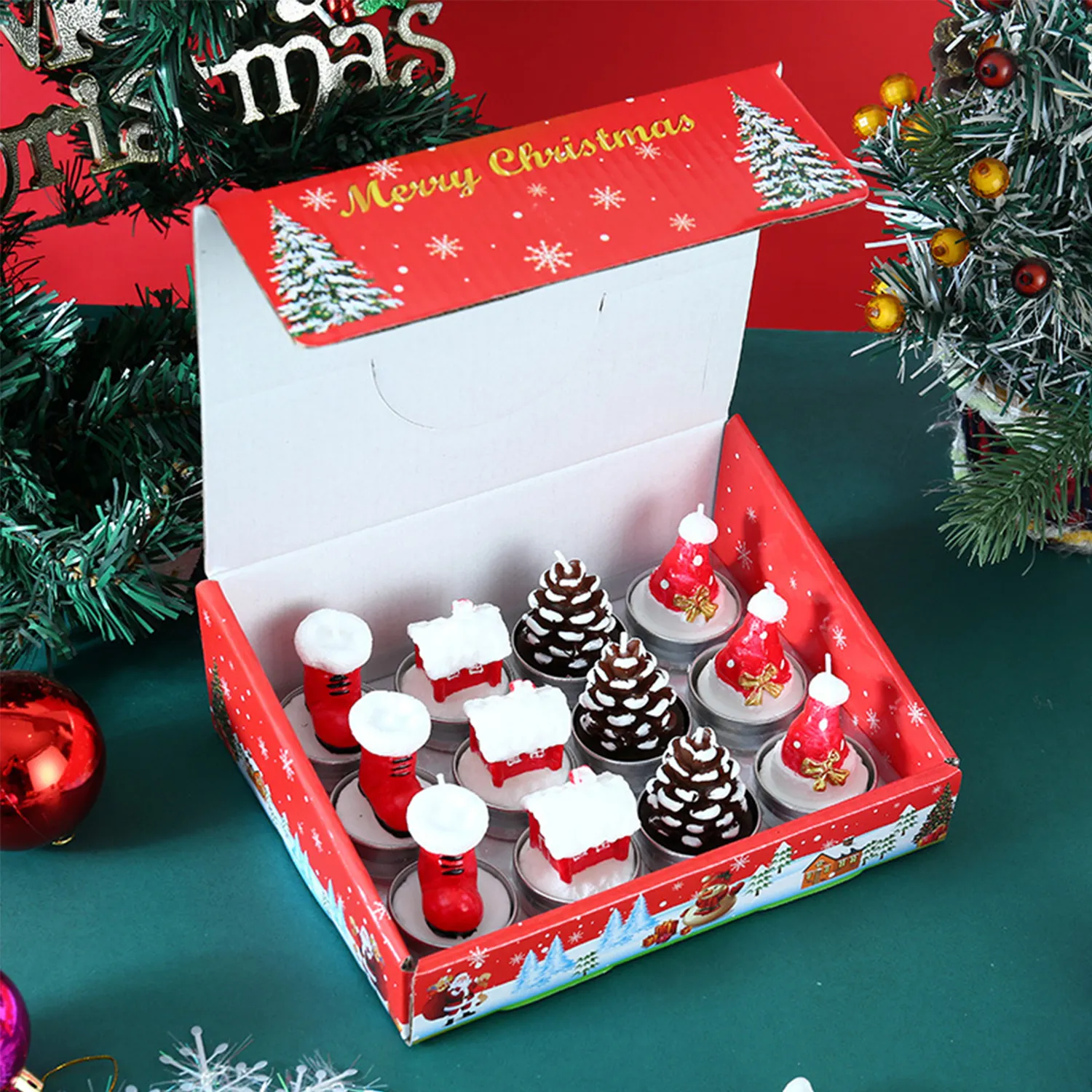 12 Pieces Christmas Taper Candles 3