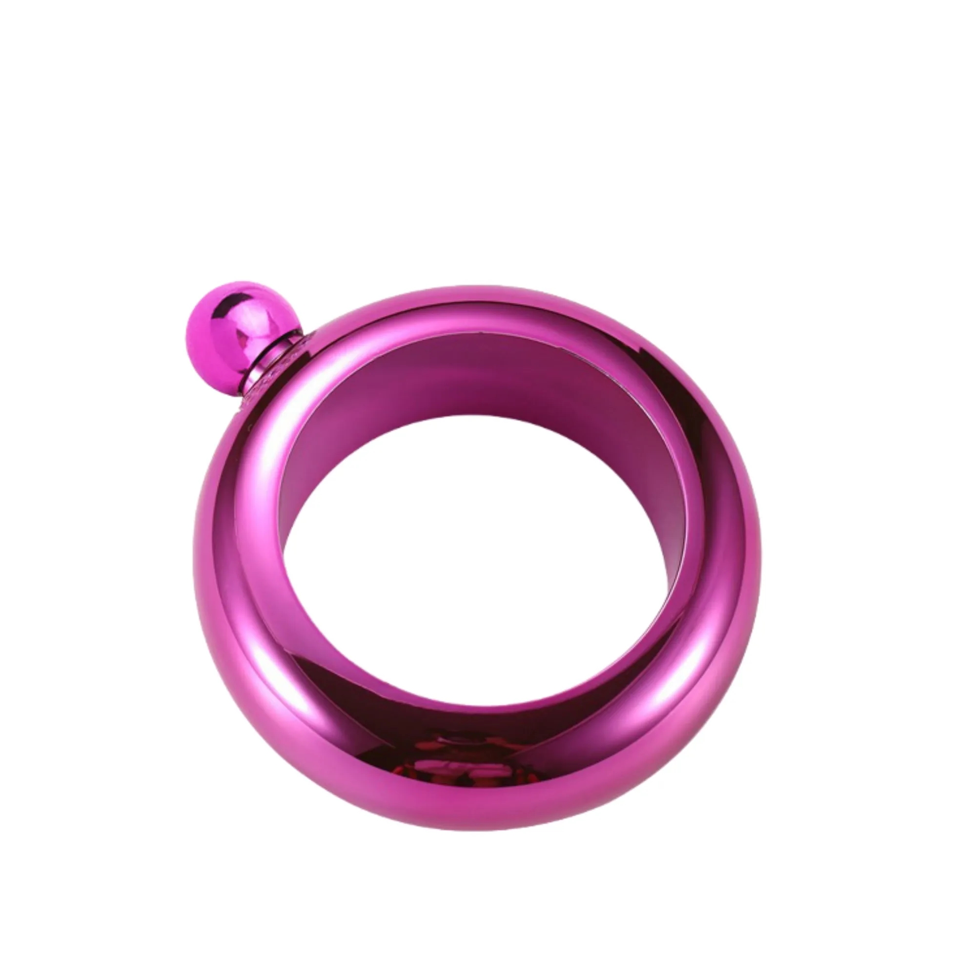 3.5oz 304 Stainless Steel Ring Shaped Hip Flask, custom water bottle with logo imprint 4