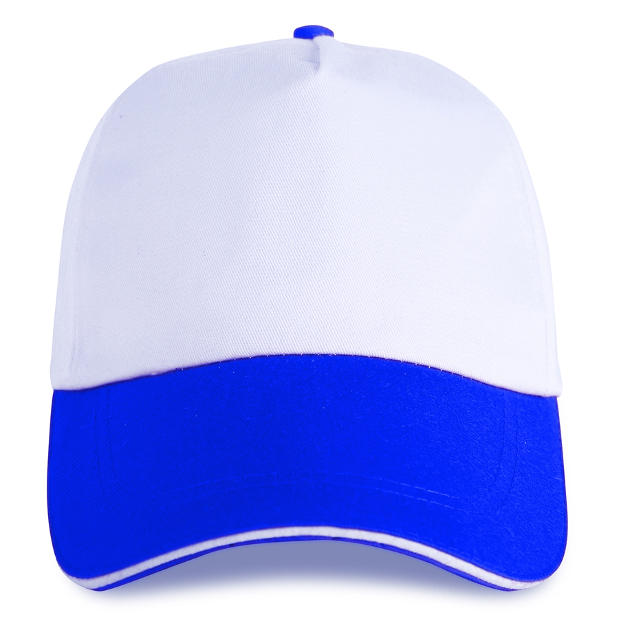 Stock 2-Tone Poly Cotton 5 Panel Cap, Hook-And-Loop Fastener