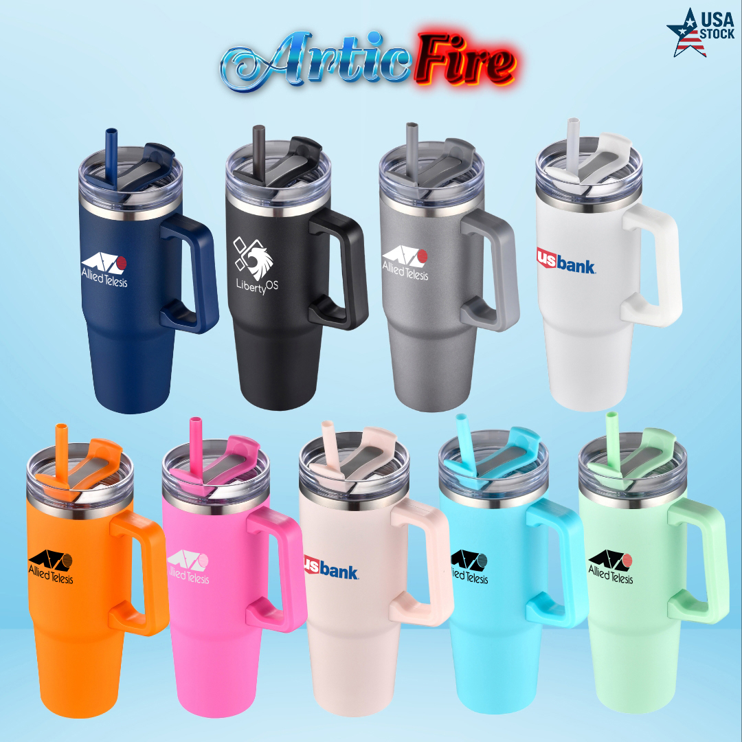 ArticFire 30oz Double-Wall Stainless Steel Tumbler with Handle and Straw 6