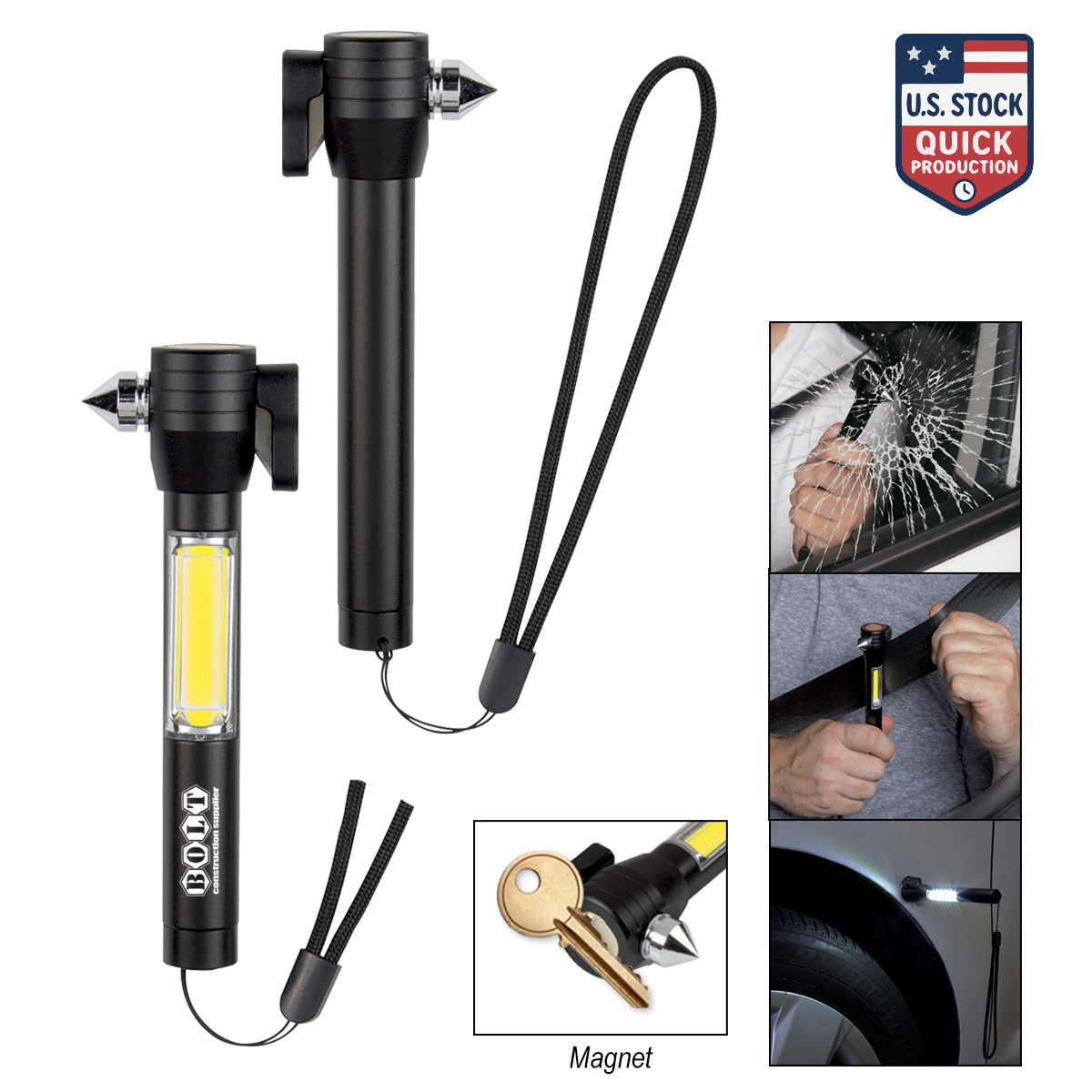 4-in-1 COB Flashlight with Breaker, Cutter & Magnet 2