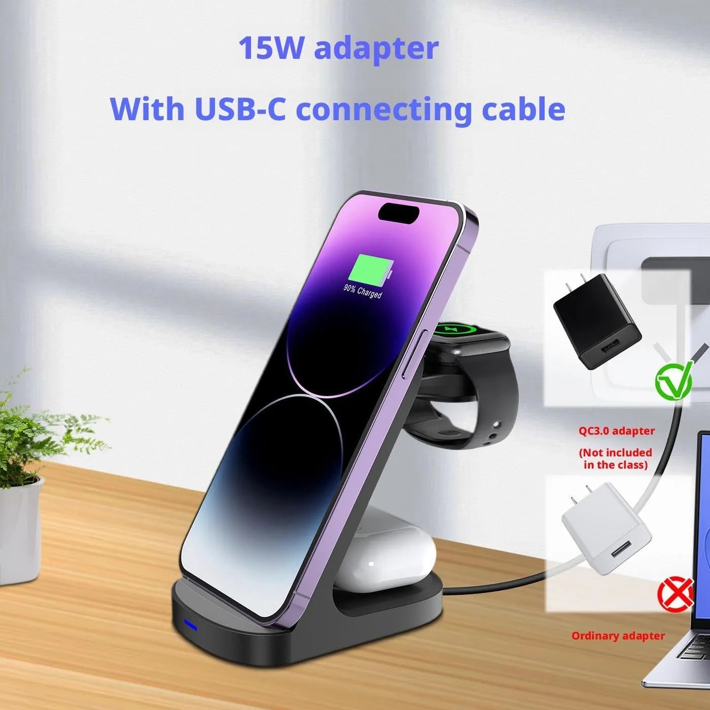3 in 1 Wireless Charging Dock Phone Charger Station 3