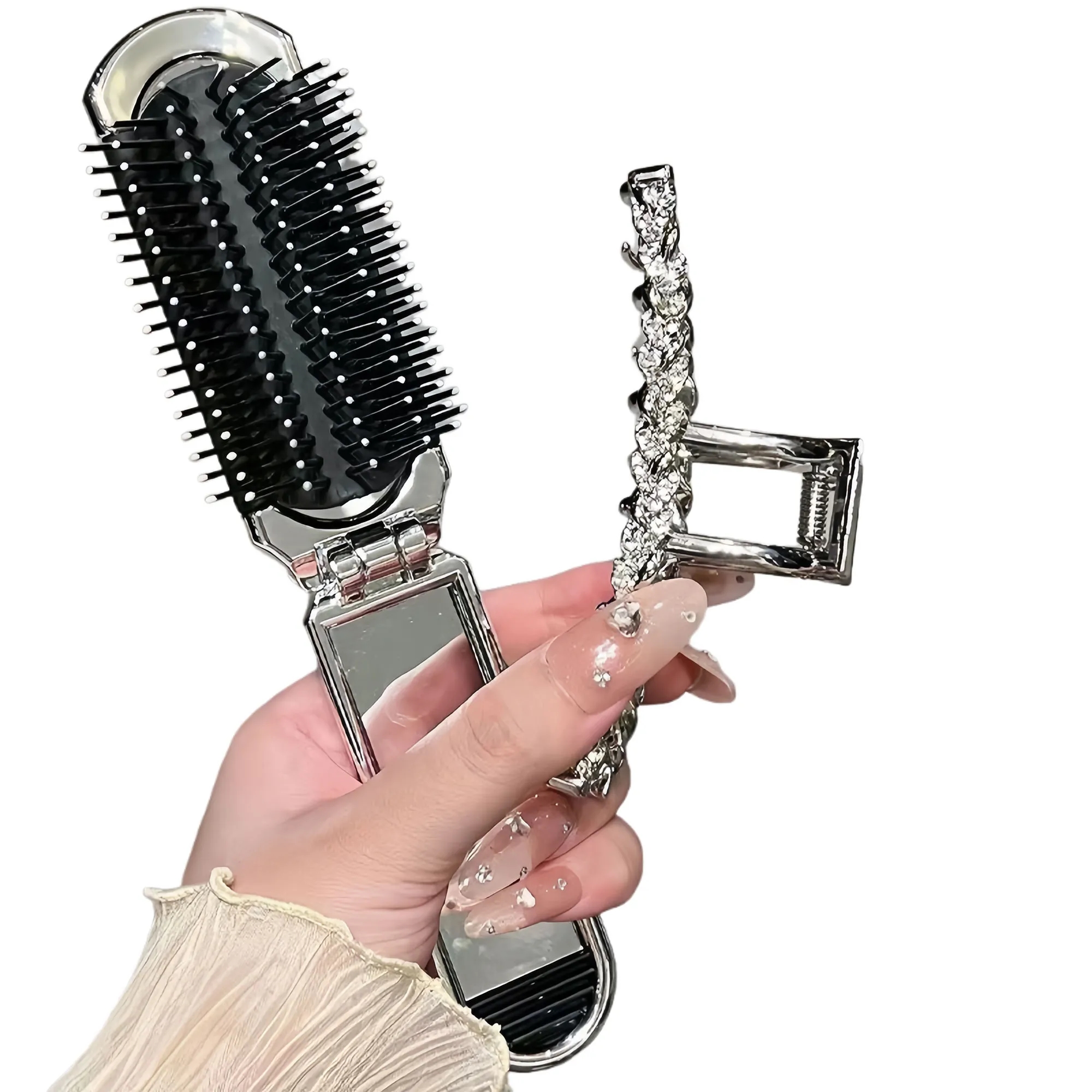 Premium Foldable Mirror Comb With Air Cushion Massage 3