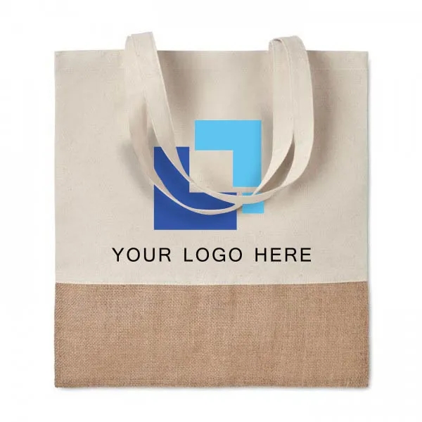 Eco Cotton Canvas Tote Bag With Jute Base, custom tote bag with logo imprint 2