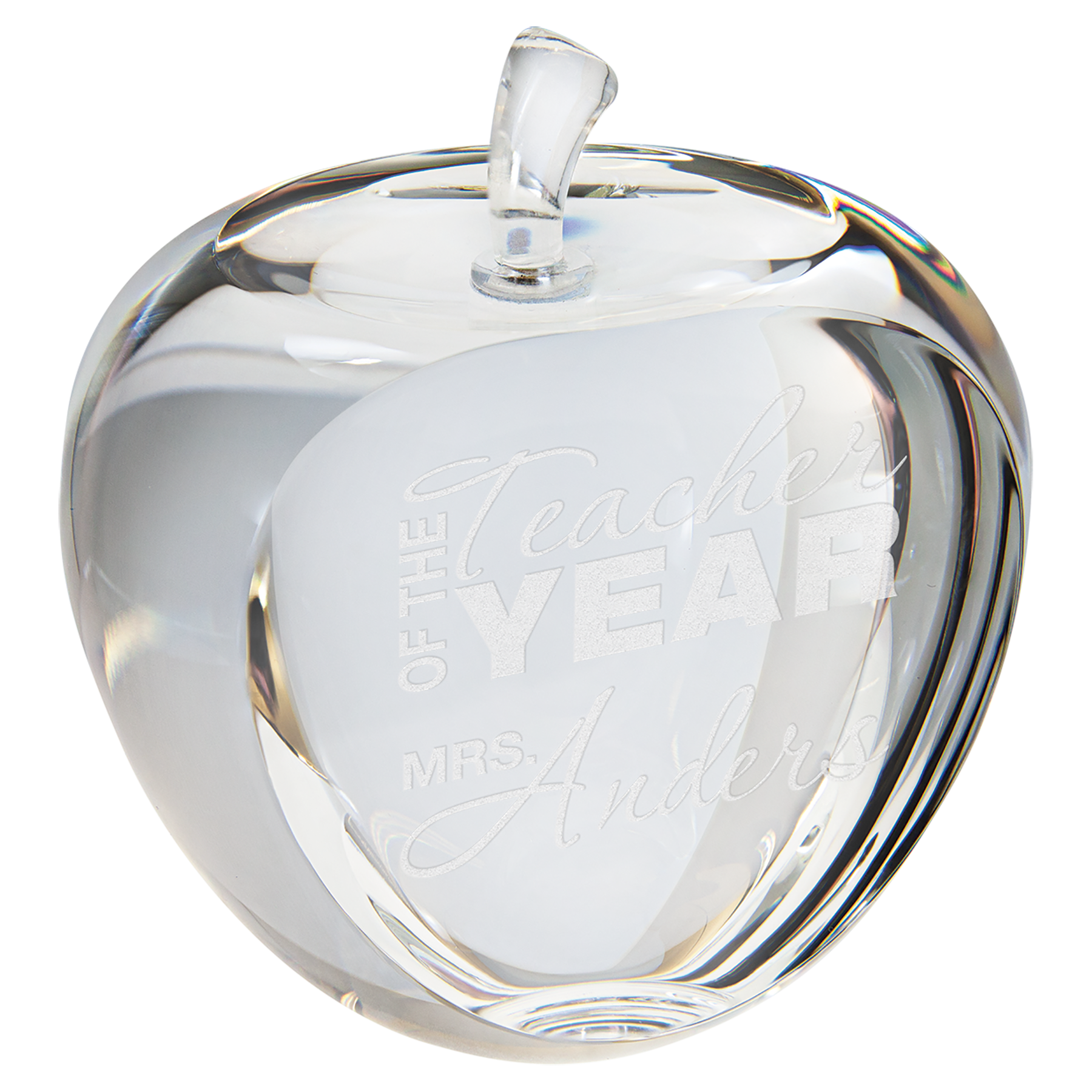 3 3/4" Crystal Apple With Flat Face 2