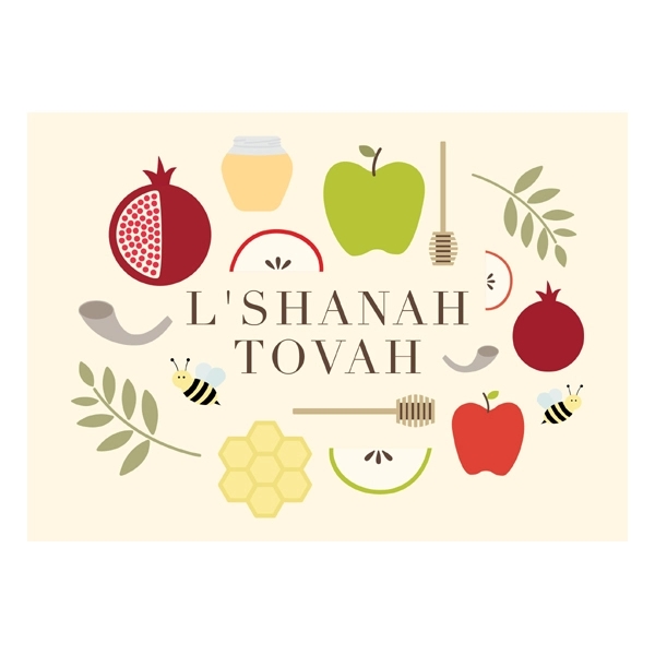 Collage of Symbols Rosh Hashanah Card 1
