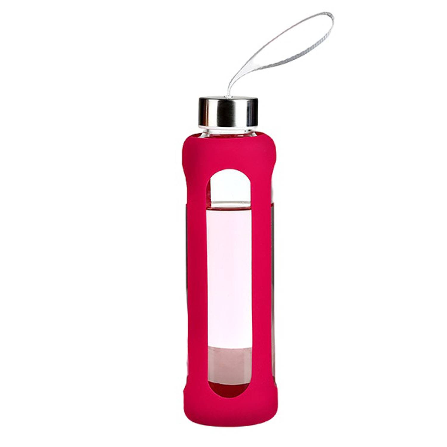 19oz Portable Silicone Sleeve Glass Sports Water Bottle 5