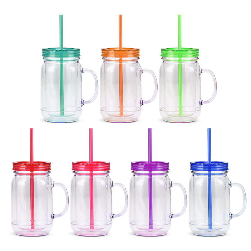 16OZ Plastic Cup with Handle & Straw 3