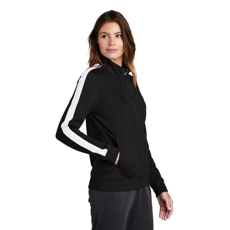Sport-Tek Ladies Tricot Sleeve Stripe Track Jacket. 11
