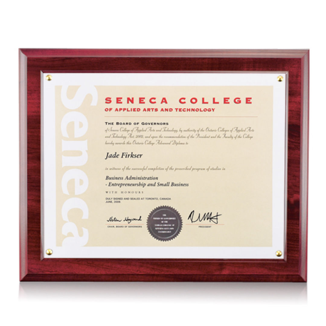 Walcourt Certificate Holder - Plexiglass 2
