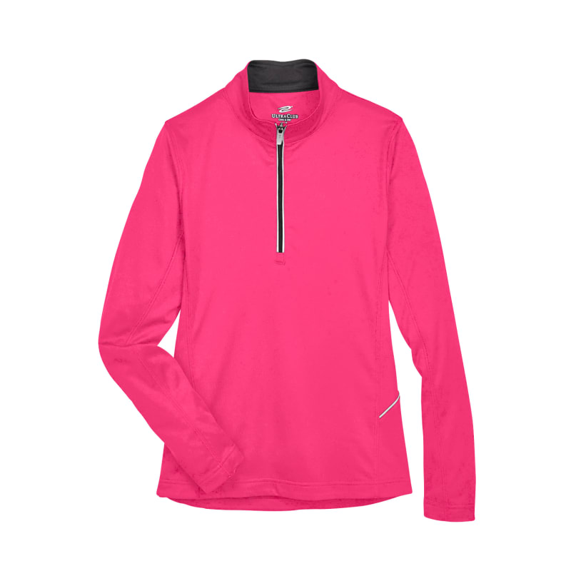 UltraClub Ladies Cool & Dry Sport Quarter-Zip Pullover 10