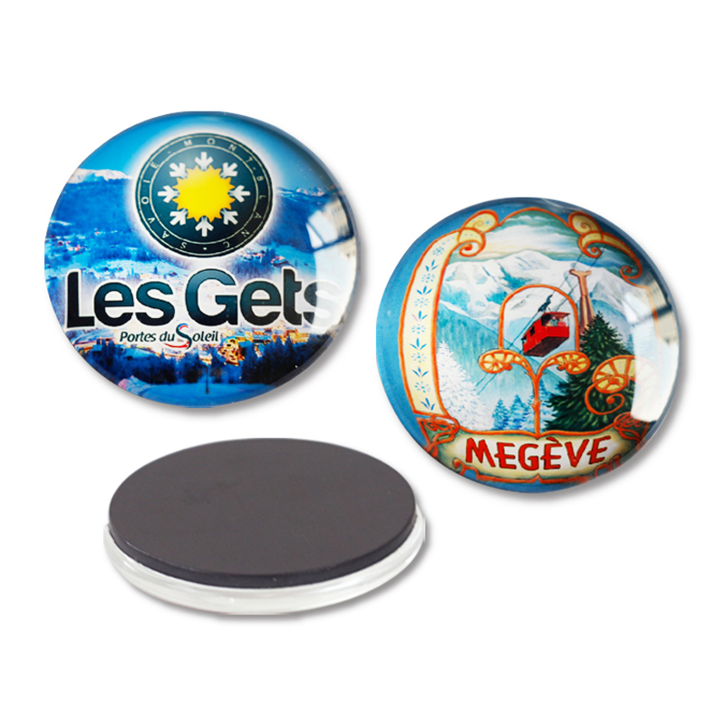 Custom Round Shape Crystal Glass Fridge Magnet For Souvenir Gift 2
