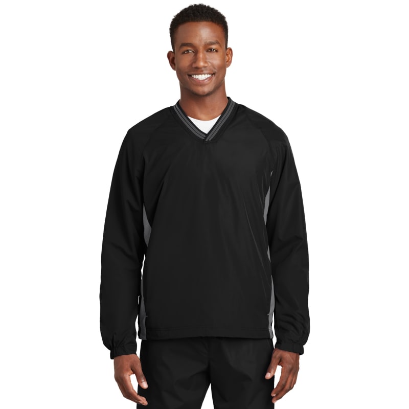 Sport-Tek Tipped V-Neck Raglan Wind Shirt. 14
