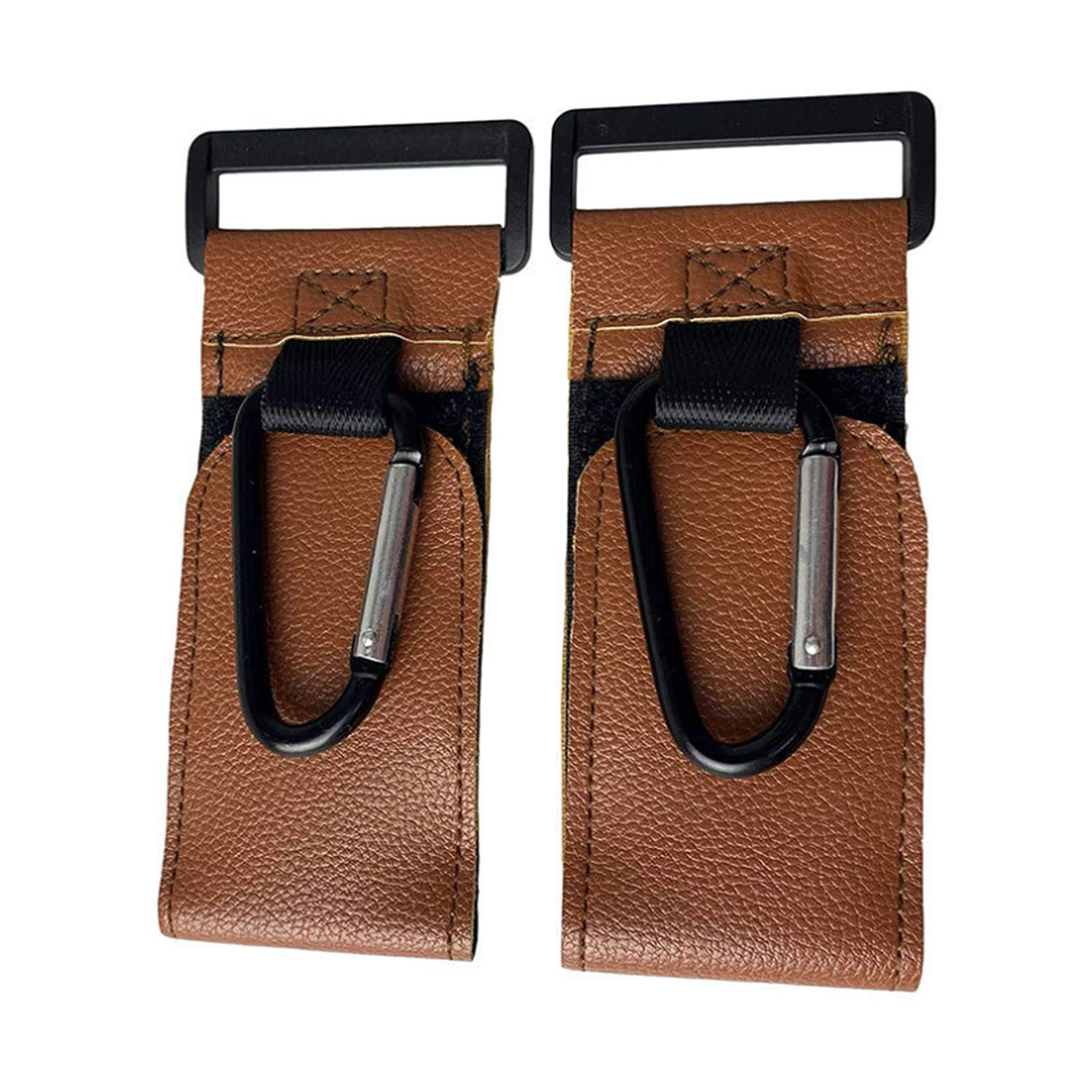 2Pcs Multipurpose PU Leather Baby Stroller Hooks 5
