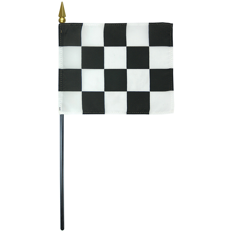 Checkered 4" x 5" Staff Mounted Rayon Flag 1