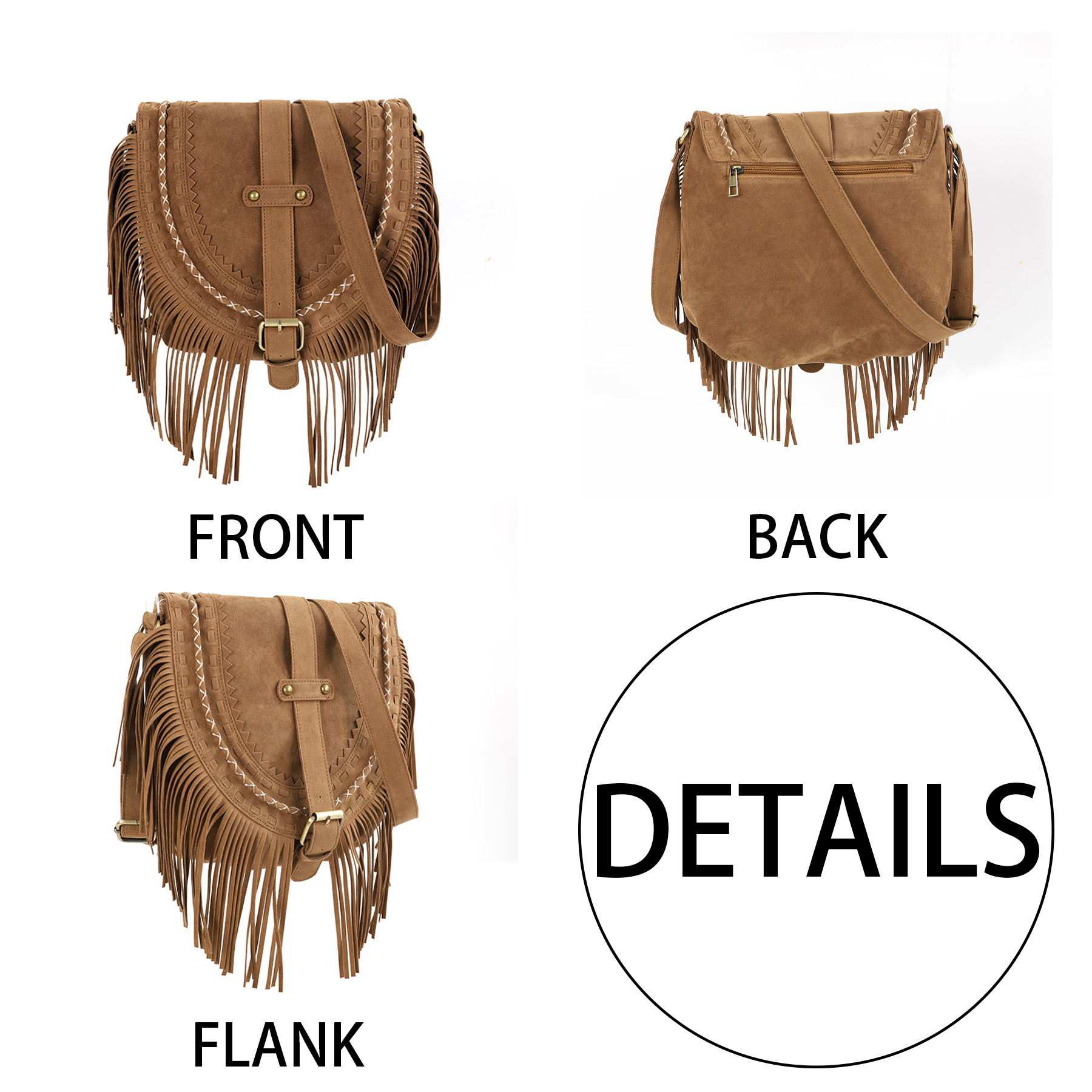 Suede Vintage suede tassel cross-body bag 4