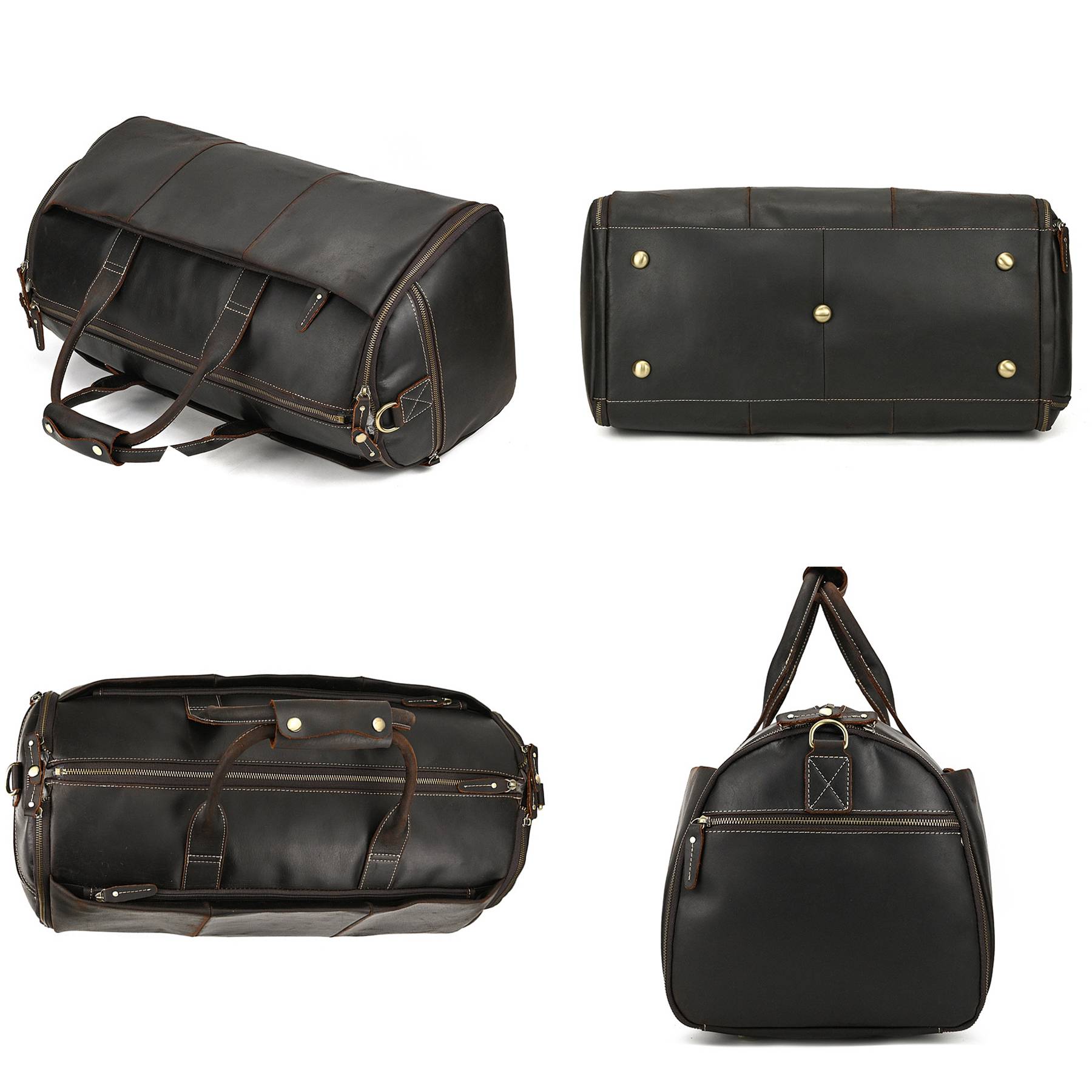 Genuine Leather Weekender Garment Duffle Bag 7