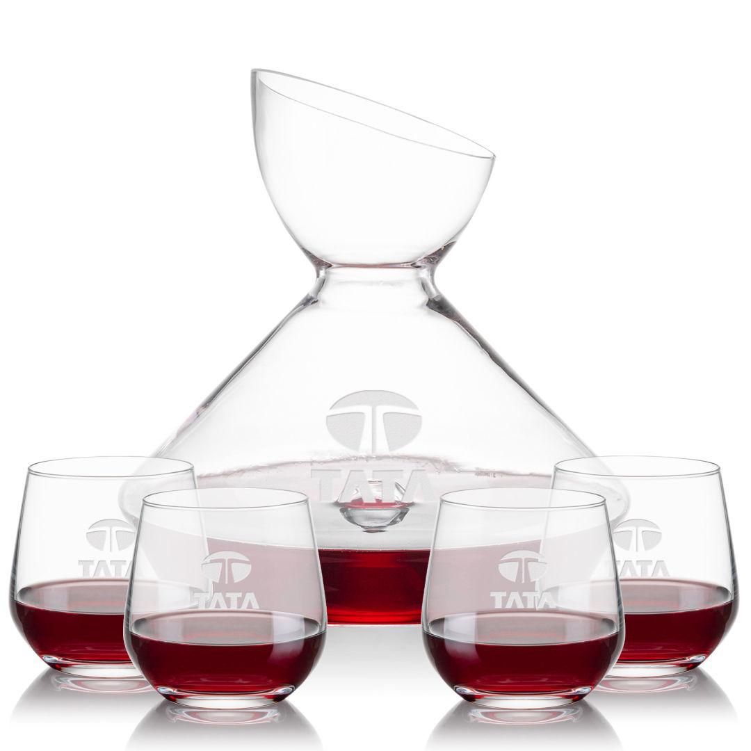 Woodbury Carafe & Garland Stemless Wine 6