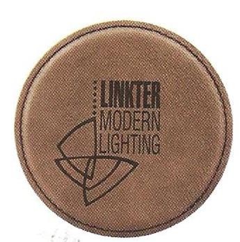 Dark Brown Leatherette Individual Round Coaster
