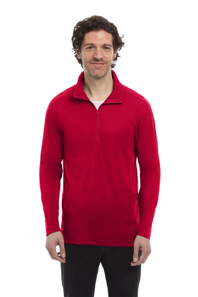 MENS WICKING SOLID 1/4 ZIP LS PULLOVER 27