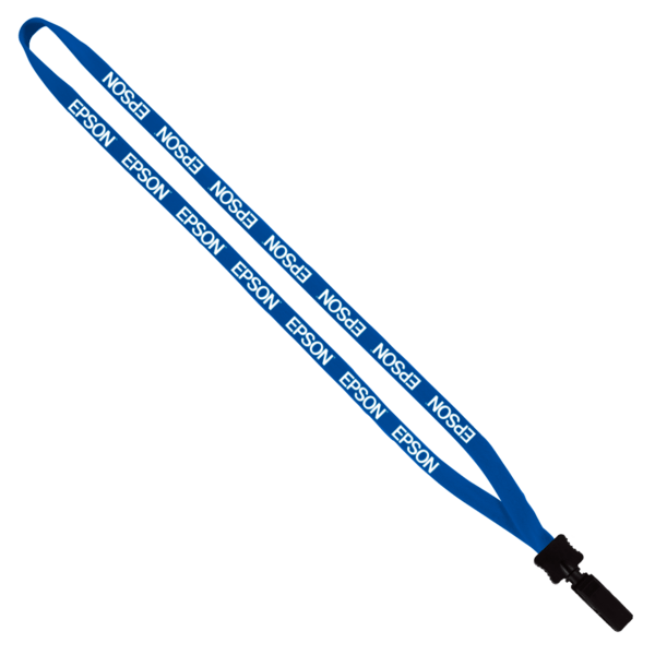 1/2" Cotton Lanyard with Plastic Clamshell & Bulldog Clip 1