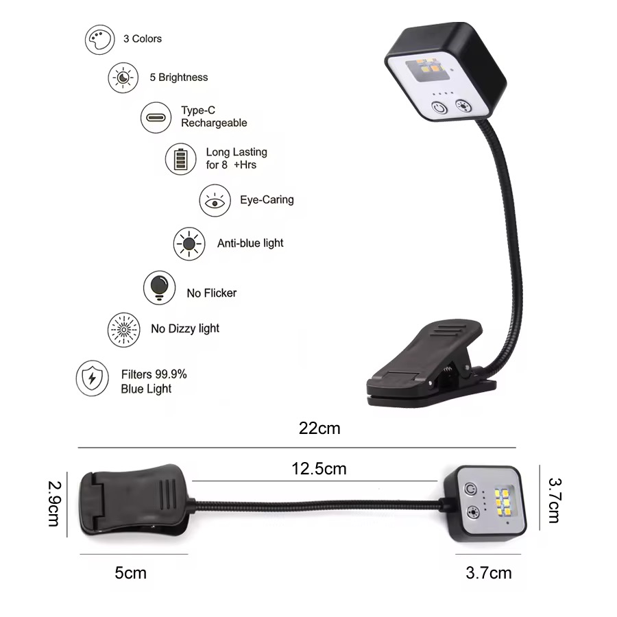 MOQ 10 pcs Rechargeable LED Book Lamp 4