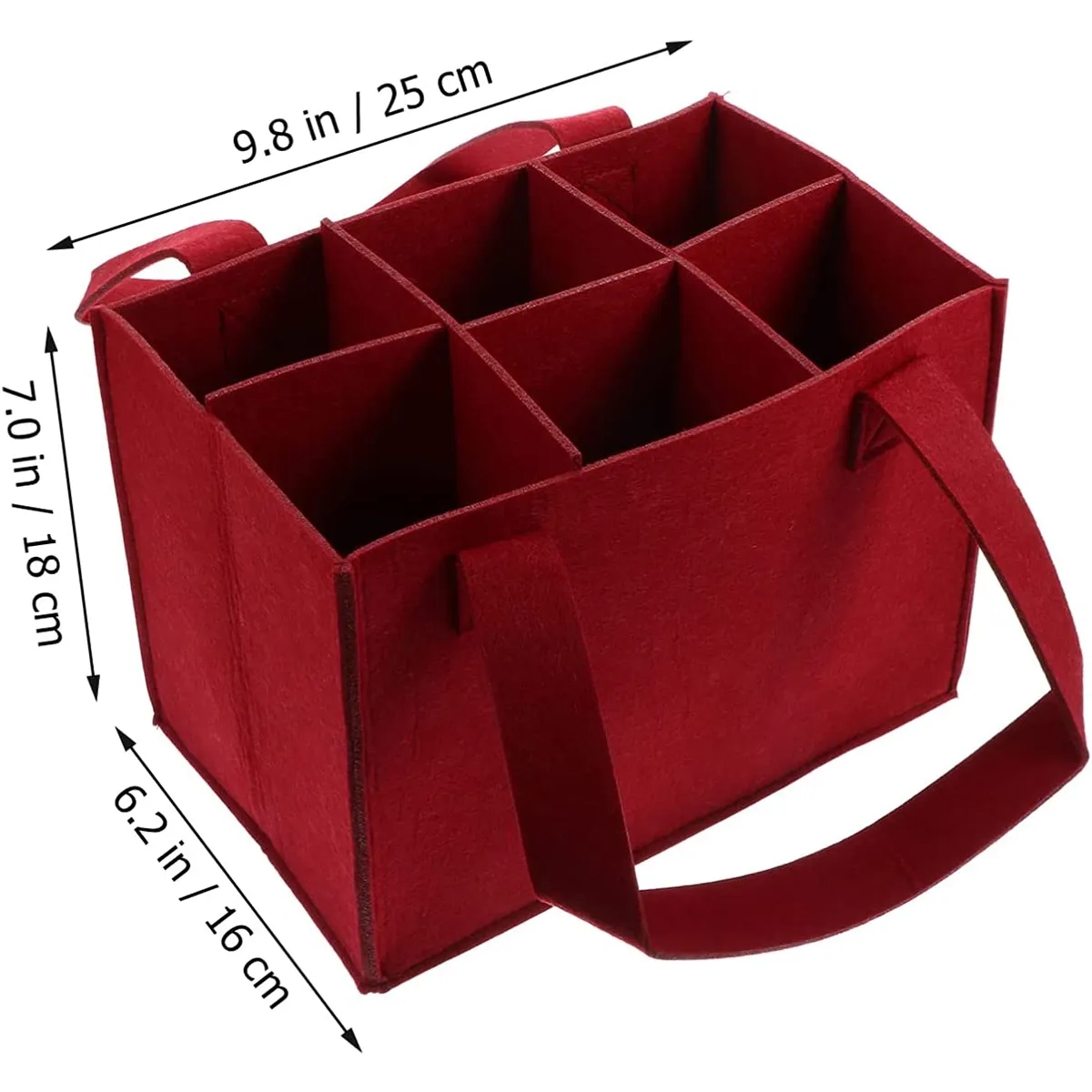 6 Bottle Felt Wine Carrier With Divider 3