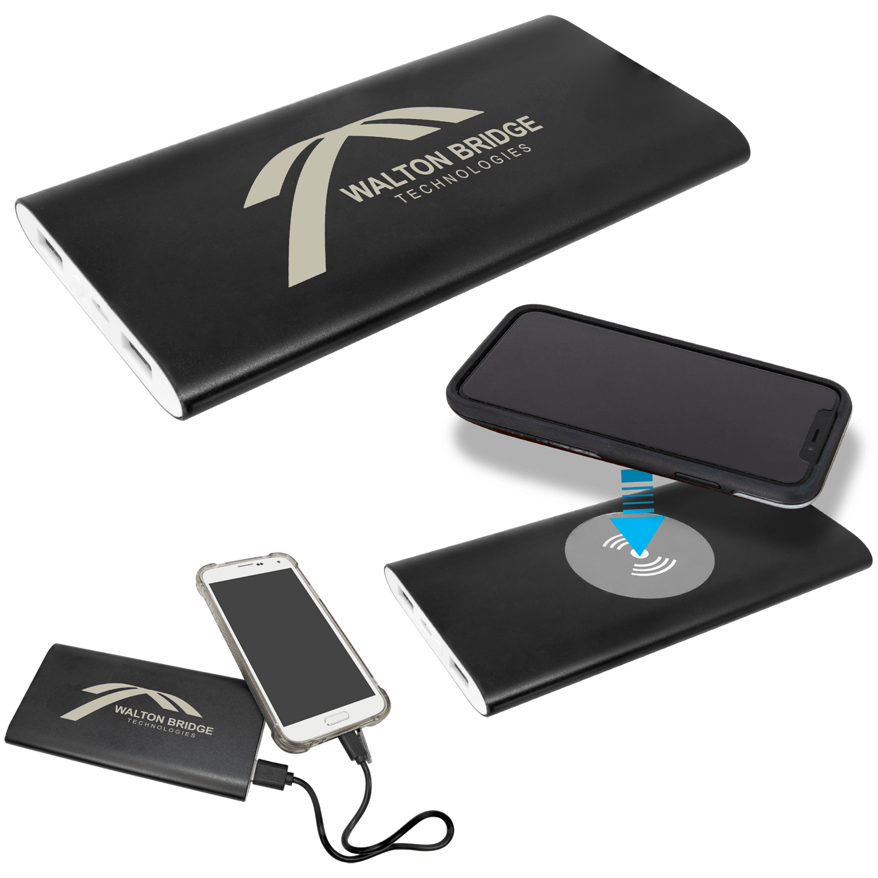 8000Mah Power Bank & Wireless Anodized Aluminum Charger With Usb Power Cord 3