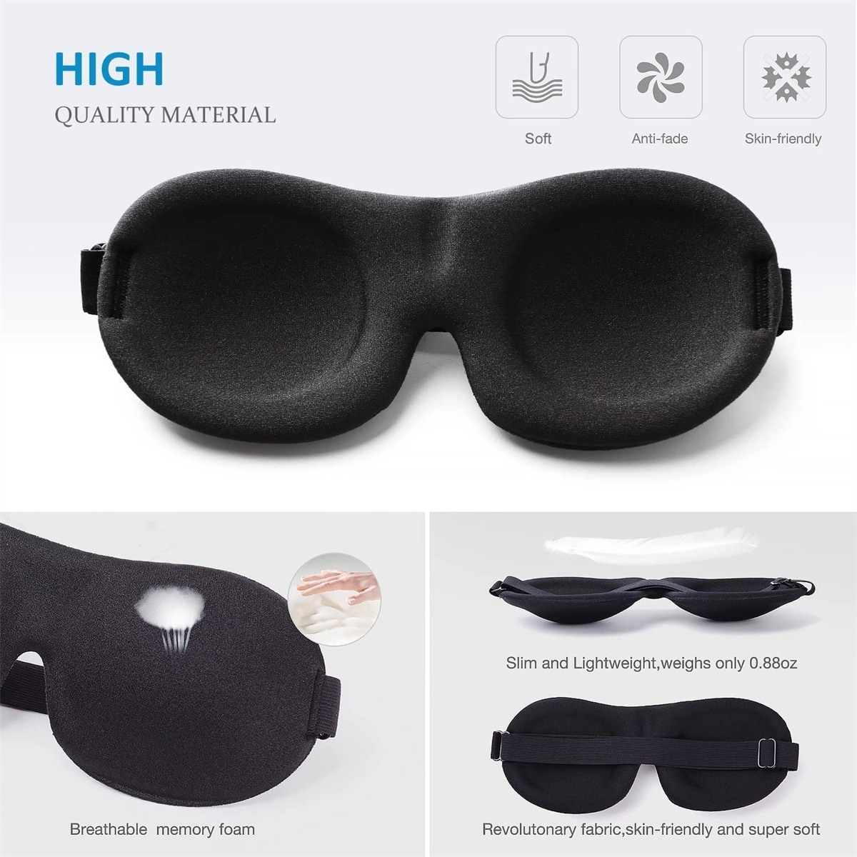 Upgraded 3D Contoured 100% Blackout Eye Mask For Sleeping 4