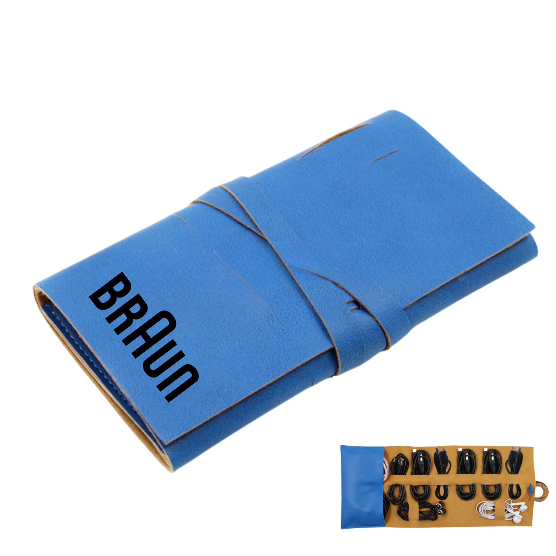 PU Leather Organizer Traveling Cord Wrap 2